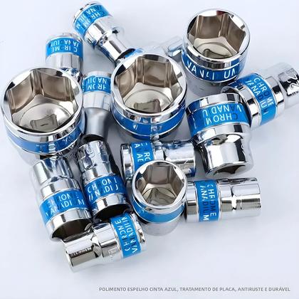 Imagem de Conjunto De Soquetes Curtos Métricos Hexagonais De 8-32mm 1/2 Polegada CR-V Com Chave De Catraca