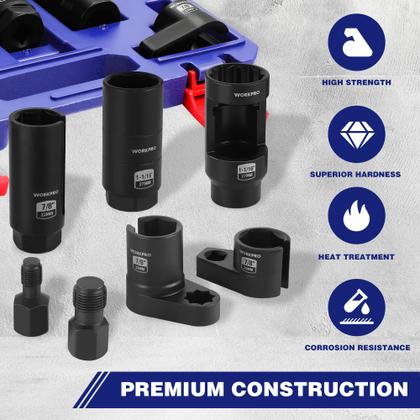 Imagem de Conjunto de soquetes de sensor de oxigênio O2 WORKPRO 7PCS para automóveis