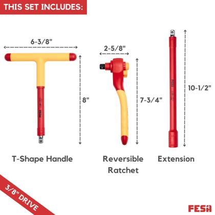 Imagem de Conjunto de soquetes isolados FESA Electrician 1000V 20-Piece 3/8 Drive