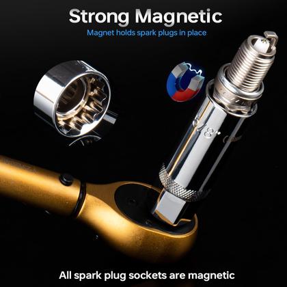 Imagem de Conjunto de soquetes Spark Plug YIYEIE Magnetic com chave de torque, 10 unidades