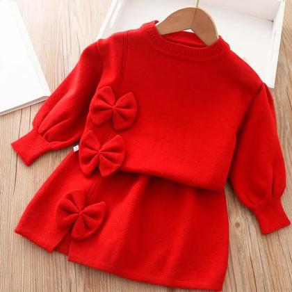 Imagem de Conjunto De Suéter E Saia De Manga Longa Para Meninas, Roupas Escolares De Outono E Inverno, 2 Peças