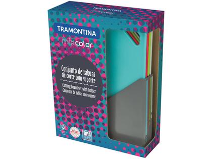 Imagem de Conjunto de Tábuas de Corte Tramontina Mixcolor com Suporte 5 Peças