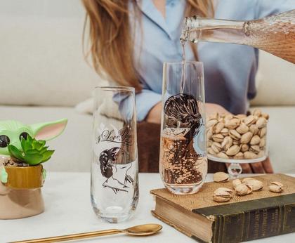 Imagem de Conjunto de taças de champanhe Star Wars Han e Leia I Love You, I Know