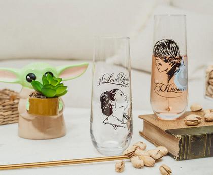 Imagem de Conjunto de taças de champanhe Star Wars Han e Leia I Love You, I Know