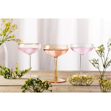 Imagem de Conjunto de Taças de Cristal Martelado com Fio de Ouro Coupe para Drinks 2 Peças Petra Lyor