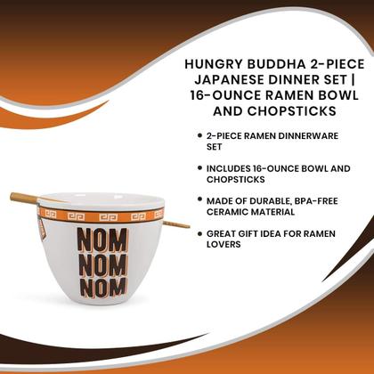 Imagem de Conjunto de taças de ramen Toynk Hungry Buddha Nom Nom Nom Ceramic 480 ml