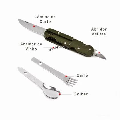Imagem de Conjunto de Talheres Camping Pesca Passeio Kit Sobrevivência