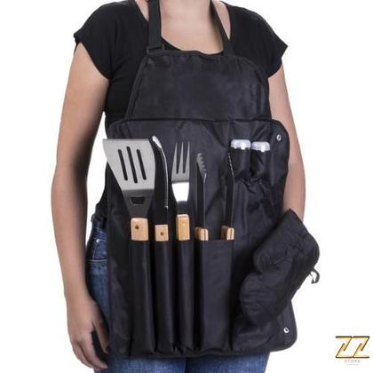 Imagem de Conjunto De Talheres Com Avental E Luva - Churrasco