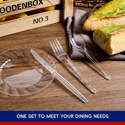 Imagem de Conjunto de talheres de plástico descartáveis JOLLY CHEF 300pcs Clear