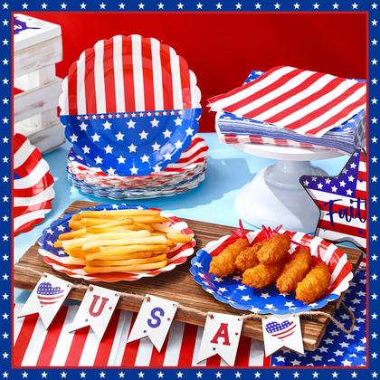 Imagem de Conjunto de talheres Funnymoom 4 de julho para 48 convidados com 96 unidades