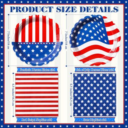 Imagem de Conjunto de talheres Funnymoom 4 de julho para 48 convidados com 96 unidades