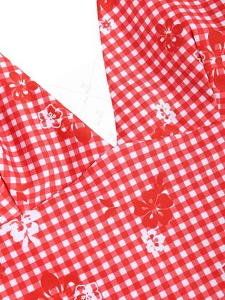Imagem de Conjunto de tanquíni Seamoly Red Gingham com estampa floral Halter XL