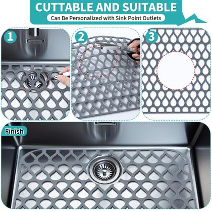 Imagem de Conjunto de tapetes de pia Dunkive Silicone Non Slip 34x29 cm, cortável