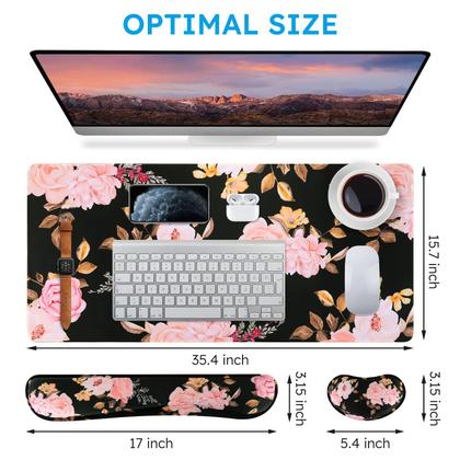 Imagem de Conjunto de Teclado y Mouse Pad iCasso con Espuma de Memoria Ergonómica 90x40 cm