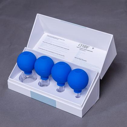 Imagem de Conjunto de terapia de ventosas faciais CFHBF Glass com copo de silicone azul