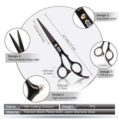 Imagem de Conjunto de tesouras para cortar cabelo CIICII Professional 8 em 1