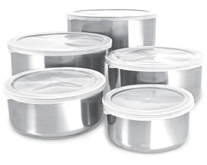 Imagem de Conjunto De Tigelas Aço Inox 5 Peças Com Tampa Resistente