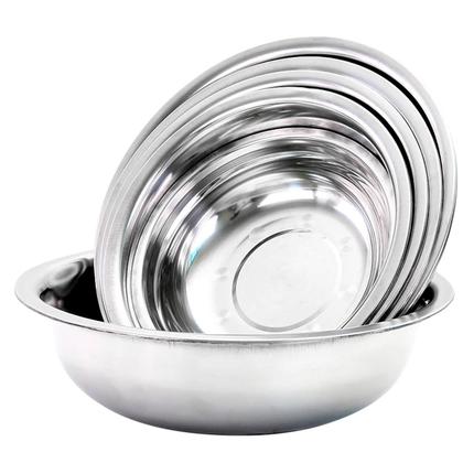 Imagem de Conjunto De Tigelas Aço Inox Bowls Saladeira Bacia Aço Inox 5 Peças