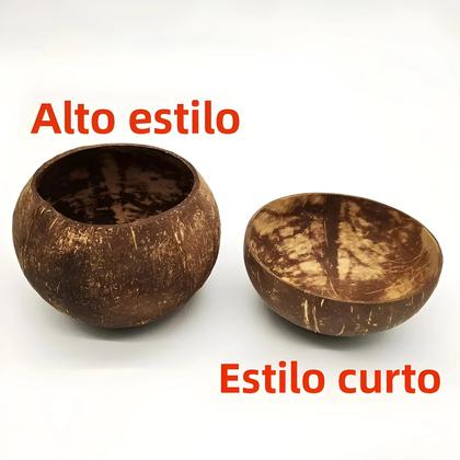 Imagem de Conjunto De Tigelas De Coco Natural Com Colher Para Salada De Frutas, Macarrão, Arroz E Smoothie,