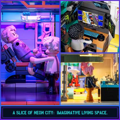 Imagem de Conjunto de tijolos de construção FUNWHOLE Cyberpunk Mansion Lighting 2524 unidades