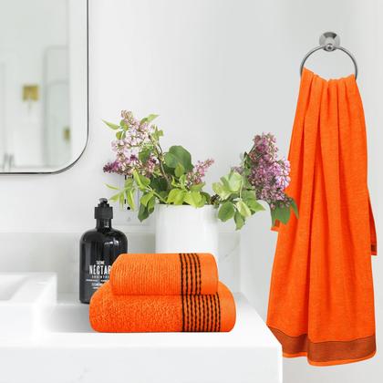 Imagem de Conjunto de toalhas Belizzi Home Ultra Soft, pacote com 3, algodão e laranja