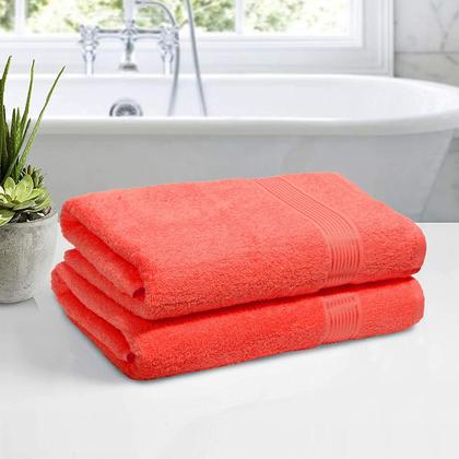 Conjunto de toalhas de banho Belizzi Home Cotton, pacote com 2 unidades, 70x140cm, coral Imagem de Conjunto de toalhas de banho Belizzi Home Cotton, pacote com 2 unidades, 70x140cm, coral