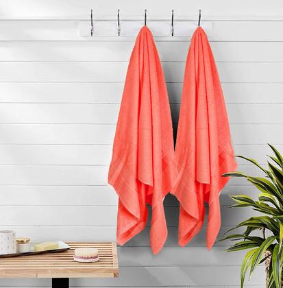 Conjunto de toalhas de banho Belizzi Home Cotton, pacote com 2 unidades, 70x140cm, coral Imagem de Conjunto de toalhas de banho Belizzi Home Cotton, pacote com 2 unidades, 70x140cm, coral