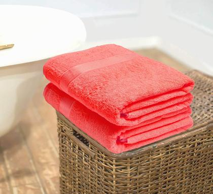 Conjunto de toalhas de banho Belizzi Home Cotton, pacote com 2 unidades, 70x140cm, coral Imagem de Conjunto de toalhas de banho Belizzi Home Cotton, pacote com 2 unidades, 70x140cm, coral