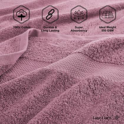 Imagem de Conjunto de toalhas de banho LANE LINEN 100% algodão 18 peças Wishful Mauve