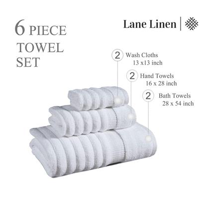 Imagem de Conjunto de toalhas LANE LINEN, algodão canelado, 6 peças para banheiro