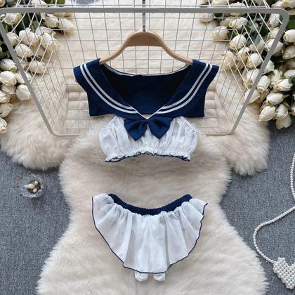 Imagem de Conjunto De Top Cropped Sem Mangas Com Babados Rosa E Saia Mini Em 2 Peças, Conjunto Casual De