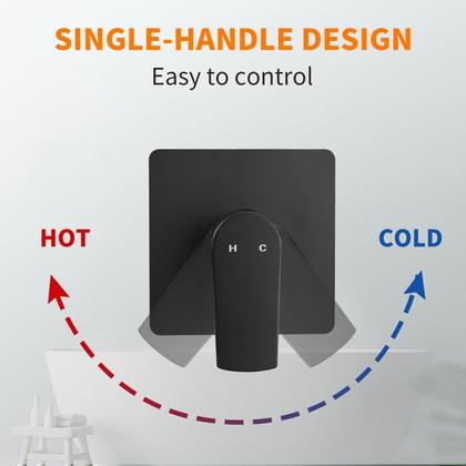 Imagem de Conjunto de torneiras de banheira GOXIUHAN Black com cabeça de chuva de 20 cm