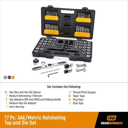 Imagem de Conjunto de torneiras e matrizes GEARWRENCH 77 peças SAE/Metric -3887