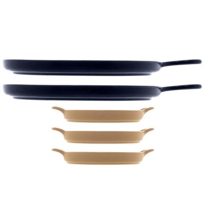 Imagem de Conjunto de Travessas Para Servir 5 Peças Porcelana Estilo Nórdico.