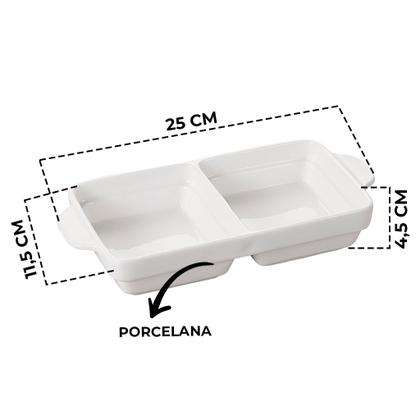 Imagem de Conjunto De Travessas Retangulares Porcelana Com 2 Divisórias - 4 Peças