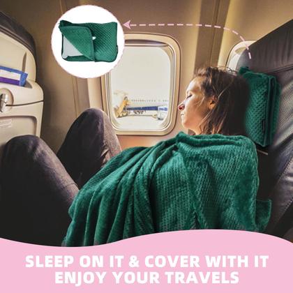 Imagem de Conjunto de travesseiros de viagem Nenolix 3 em 1 350 g/m2 com bolsa verde escuro