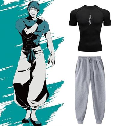 Imagem de Conjunto de Treino de Compressão Jujutsu Kaisen - Camiseta e Calça de Secagem Rápida para Homens