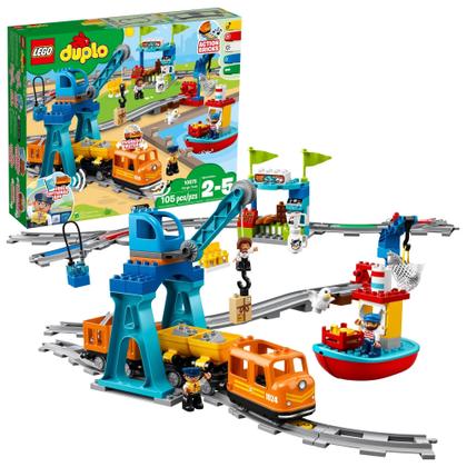 Imagem de Conjunto de trem de carga LEGO DUPLO Town 10875 com som e luz de 2 a 5 anos