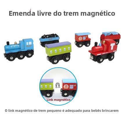 Imagem de Conjunto De Trem Magnético De Madeira Infantil Anime James Locomotiva Veículos Ferroviários