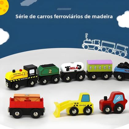 Imagem de Conjunto De Trem Magnético De Madeira Infantil Anime James Locomotiva Veículos Ferroviários