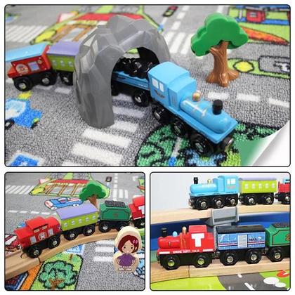 Imagem de Conjunto De Trem Magnético De Madeira Infantil Anime James Locomotiva Veículos Ferroviários