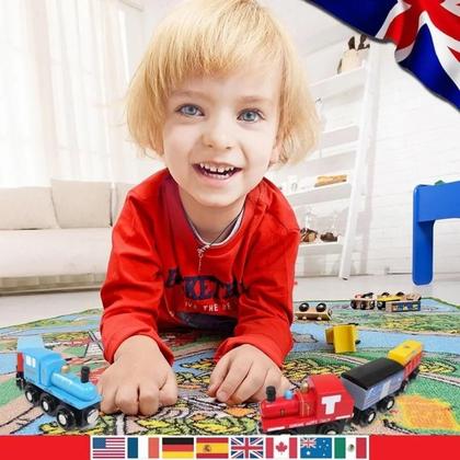 Imagem de Conjunto De Trem Magnético De Madeira Infantil Anime James Locomotiva Veículos Ferroviários
