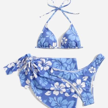 Imagem de Conjunto de três peças de biquíni com saia de maiô sexy europeu e americano