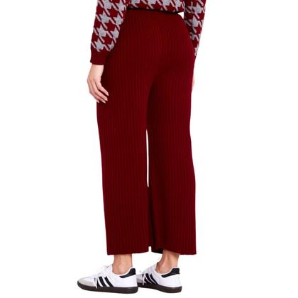 Imagem de Conjunto de Tricot Feminino Blusa Pied Poule e Calca flare canelada