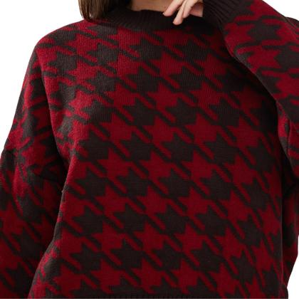 Imagem de Conjunto de Tricot Feminino Blusa Pied Poule e Calca flare canelada