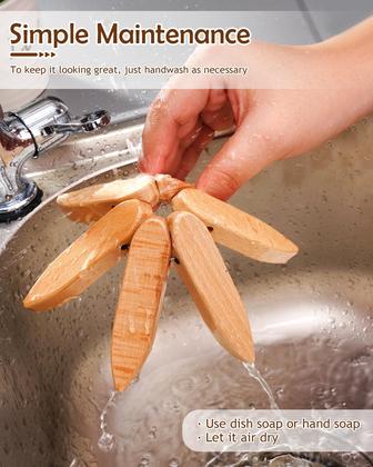 Imagem de Conjunto de Trivet de Madeira FONYICK - Design de Árvore de Natal em Beechwood