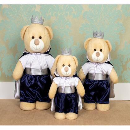 Imagem de Conjunto de ursos principe 3 pçs - pelucia em pé para nichos e decoração