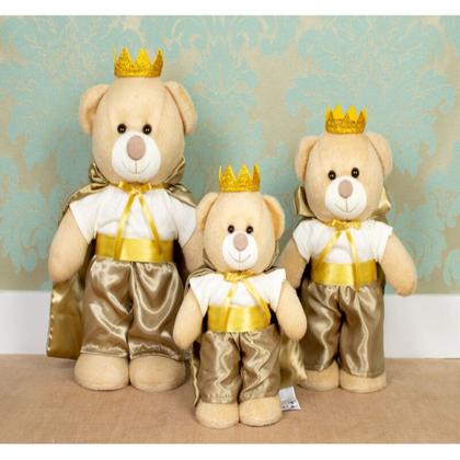 Imagem de Conjunto de ursos principe 3 pçs - pelucia em pé para nichos e decoração