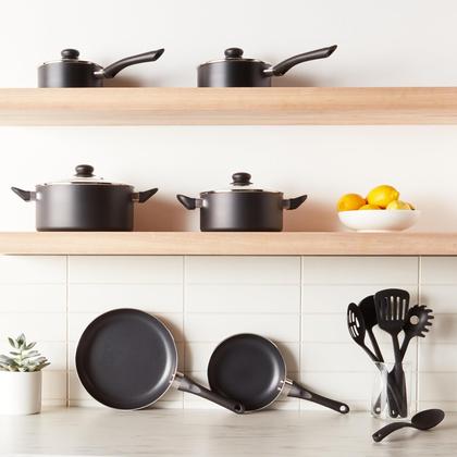 Imagem de Conjunto de utensílios de cozinha Amazon Basics antiaderente de 15 peças preto