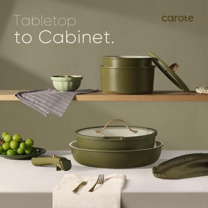 Imagem de Conjunto de Utensílios de Cozinha CAROTE 19 Peças - Antiaderente com Alça Dourada